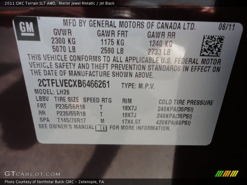 Merlot Jewel Metallic / Jet Black 2011 GMC Terrain SLT AWD