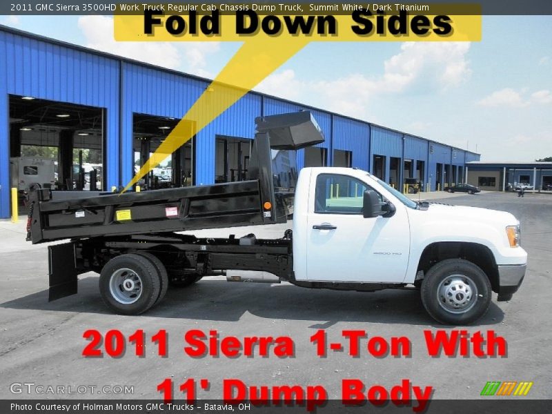 Summit White / Dark Titanium 2011 GMC Sierra 3500HD Work Truck Regular Cab Chassis Dump Truck