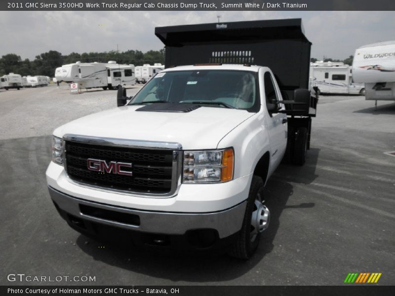 Summit White / Dark Titanium 2011 GMC Sierra 3500HD Work Truck Regular Cab Chassis Dump Truck