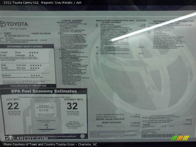 Magnetic Gray Metallic / Ash 2011 Toyota Camry XLE