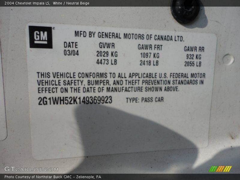 White / Neutral Beige 2004 Chevrolet Impala LS