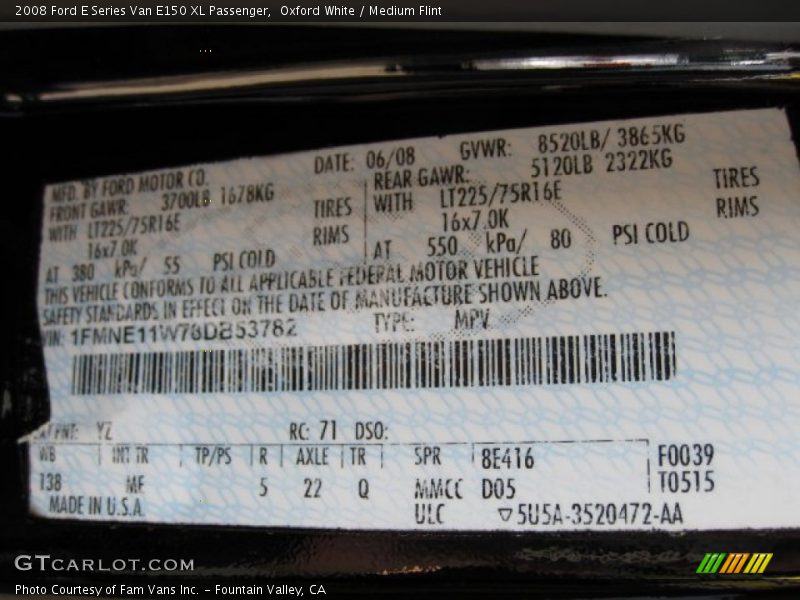 Oxford White / Medium Flint 2008 Ford E Series Van E150 XL Passenger