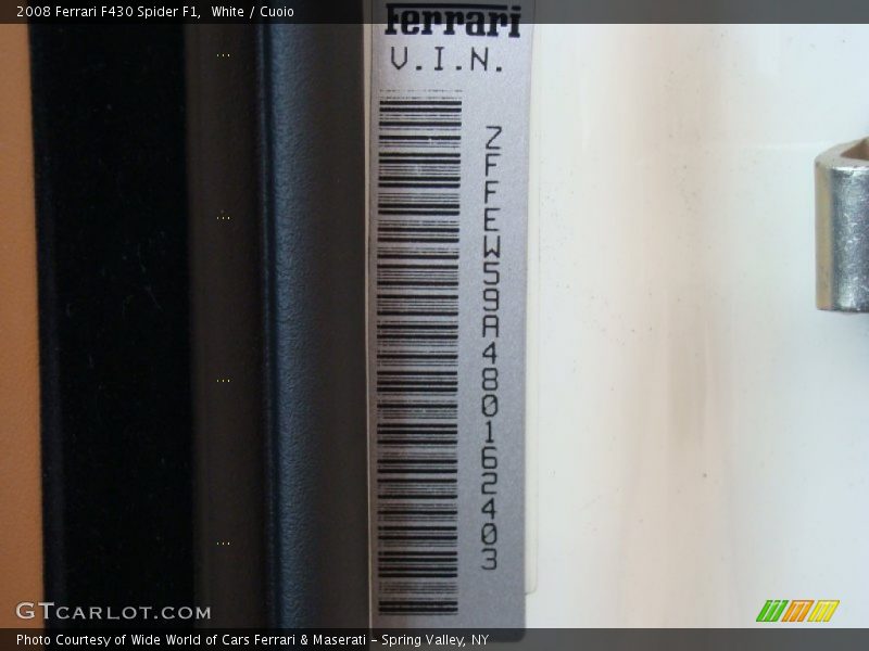 White / Cuoio 2008 Ferrari F430 Spider F1