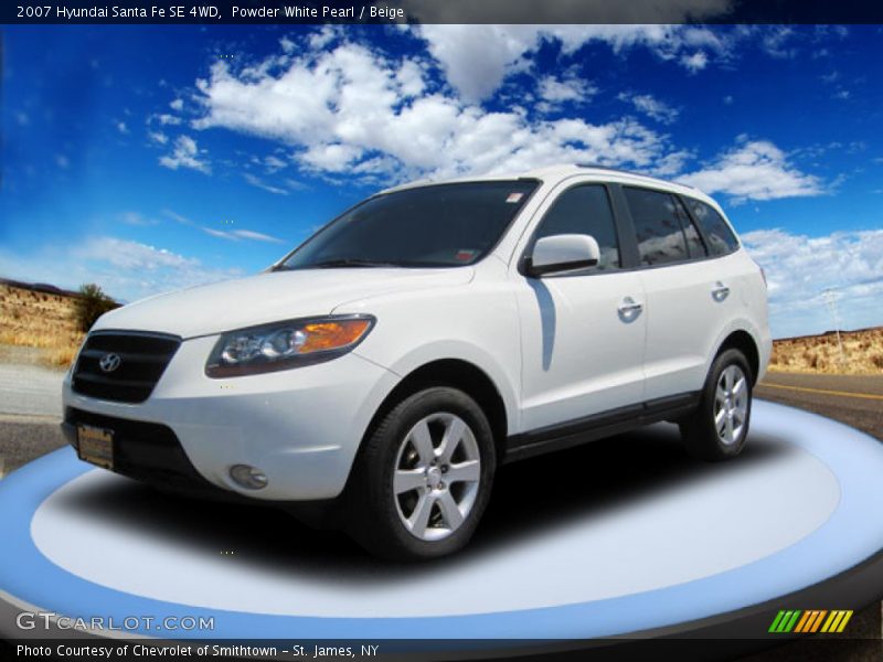 Powder White Pearl / Beige 2007 Hyundai Santa Fe SE 4WD