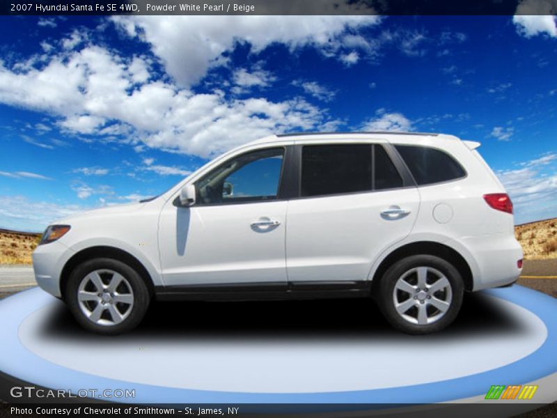 Powder White Pearl / Beige 2007 Hyundai Santa Fe SE 4WD