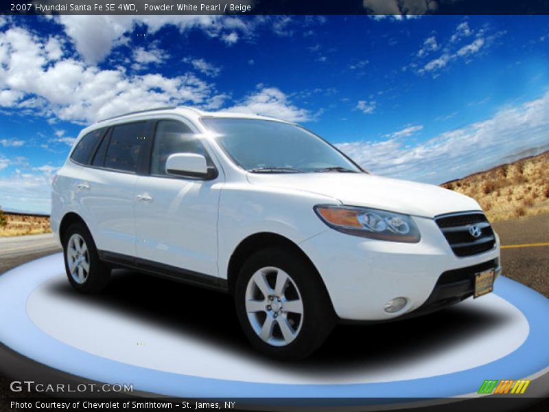 Powder White Pearl / Beige 2007 Hyundai Santa Fe SE 4WD