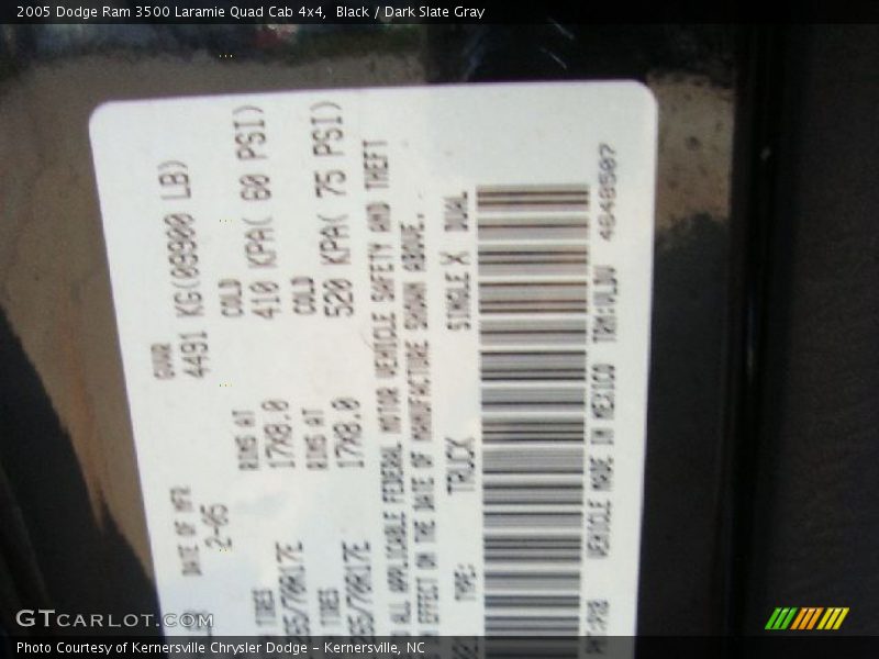 Black / Dark Slate Gray 2005 Dodge Ram 3500 Laramie Quad Cab 4x4