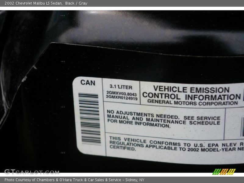 Black / Gray 2002 Chevrolet Malibu LS Sedan