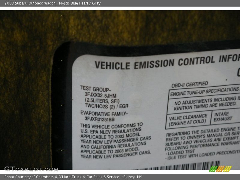 Mystic Blue Pearl / Gray 2003 Subaru Outback Wagon