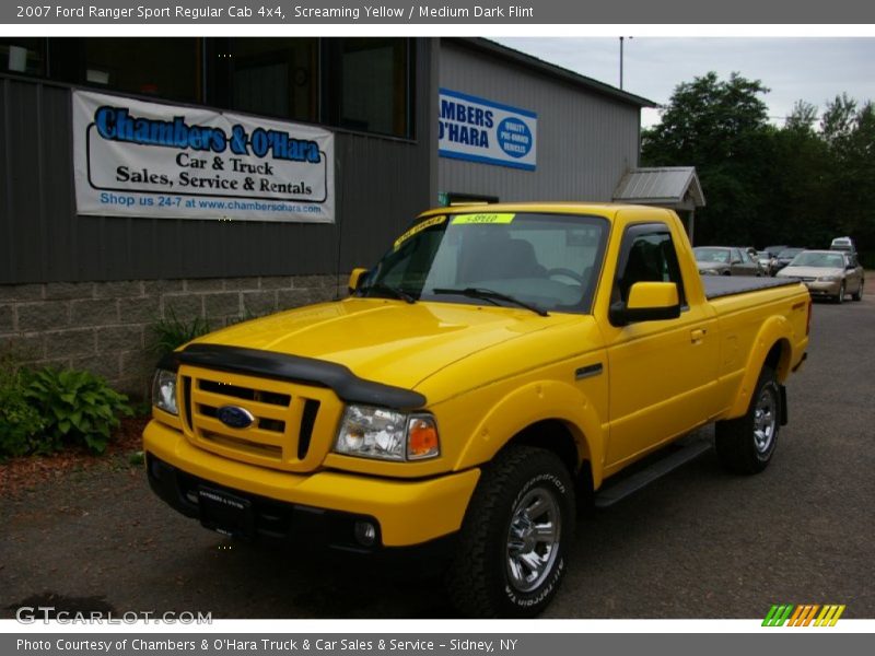Screaming Yellow / Medium Dark Flint 2007 Ford Ranger Sport Regular Cab 4x4