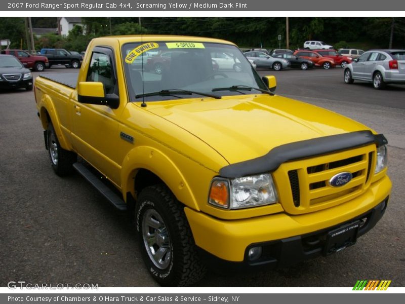 Screaming Yellow / Medium Dark Flint 2007 Ford Ranger Sport Regular Cab 4x4