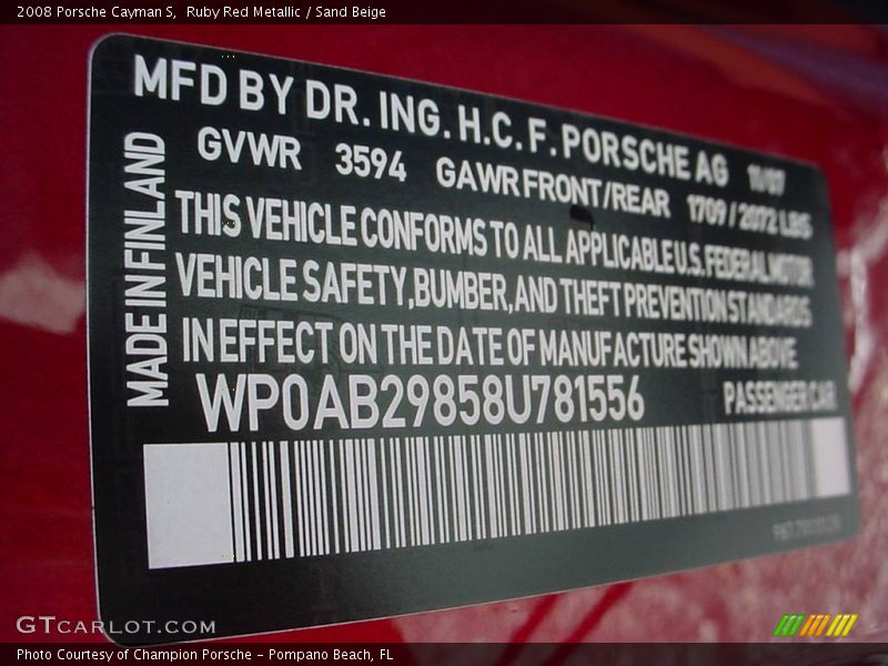 Ruby Red Metallic / Sand Beige 2008 Porsche Cayman S