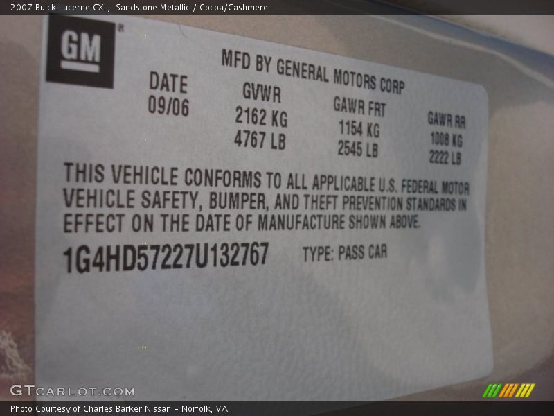 Sandstone Metallic / Cocoa/Cashmere 2007 Buick Lucerne CXL