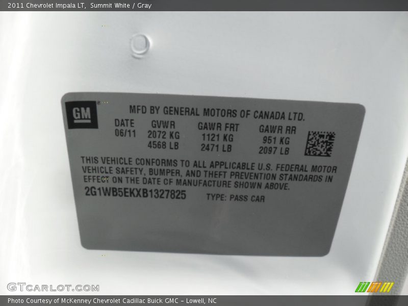 Summit White / Gray 2011 Chevrolet Impala LT