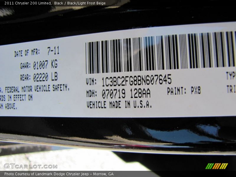 Black / Black/Light Frost Beige 2011 Chrysler 200 Limited