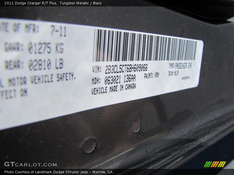 Tungsten Metallic / Black 2011 Dodge Charger R/T Plus