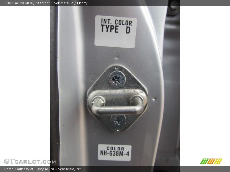 2003 MDX  Starlight Silver Metallic Color Code NH638M