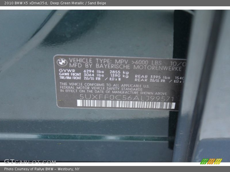 Deep Green Metallic / Sand Beige 2010 BMW X5 xDrive35d