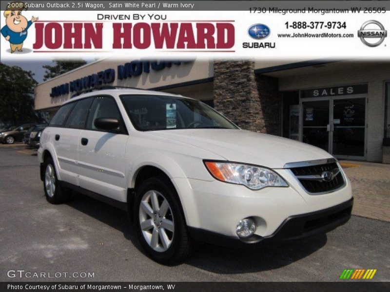 Satin White Pearl / Warm Ivory 2008 Subaru Outback 2.5i Wagon
