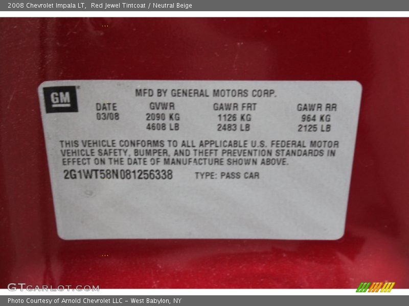 Red Jewel Tintcoat / Neutral Beige 2008 Chevrolet Impala LT