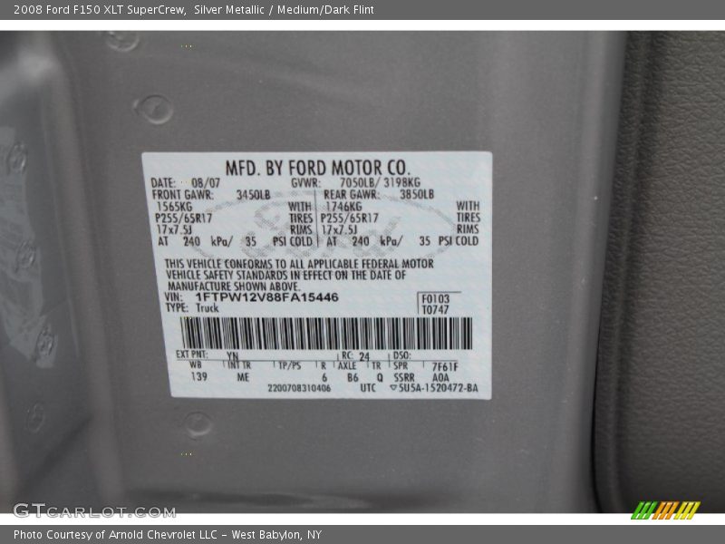Silver Metallic / Medium/Dark Flint 2008 Ford F150 XLT SuperCrew