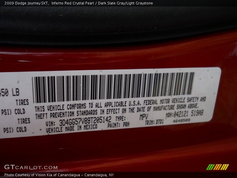 Inferno Red Crystal Pearl / Dark Slate Gray/Light Graystone 2009 Dodge Journey SXT