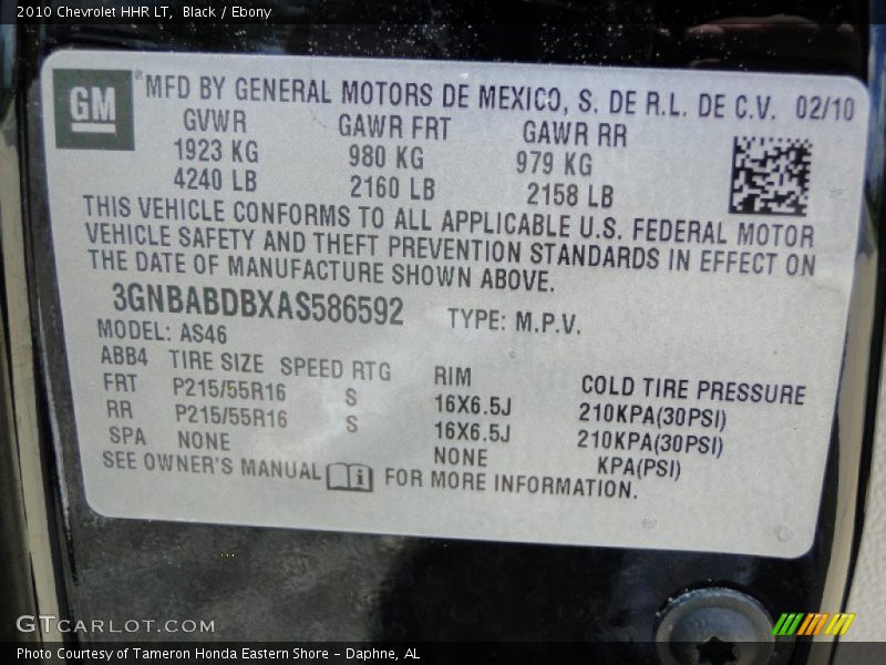 Black / Ebony 2010 Chevrolet HHR LT