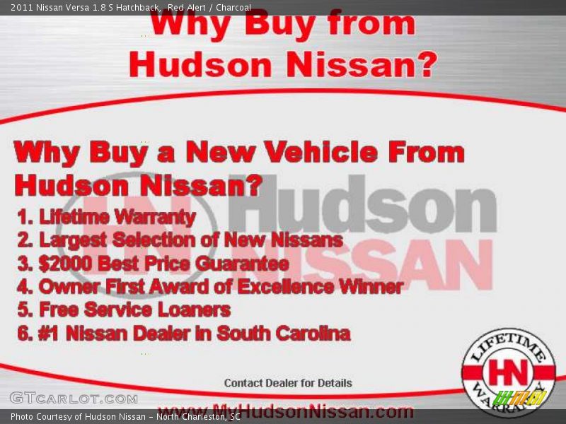 Red Alert / Charcoal 2011 Nissan Versa 1.8 S Hatchback