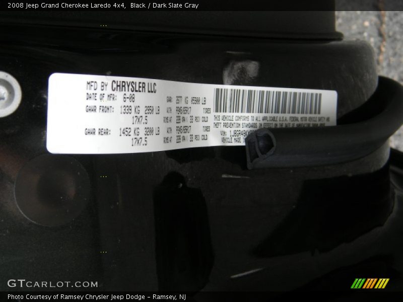 Black / Dark Slate Gray 2008 Jeep Grand Cherokee Laredo 4x4