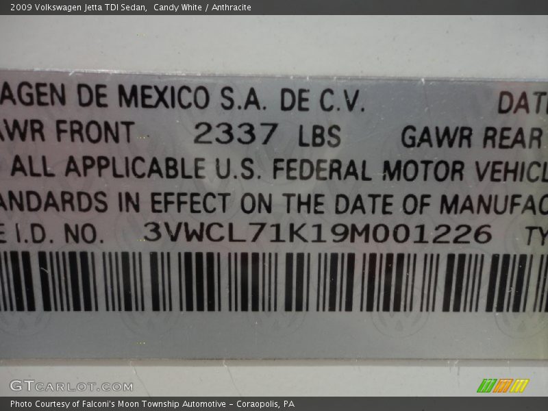 Candy White / Anthracite 2009 Volkswagen Jetta TDI Sedan