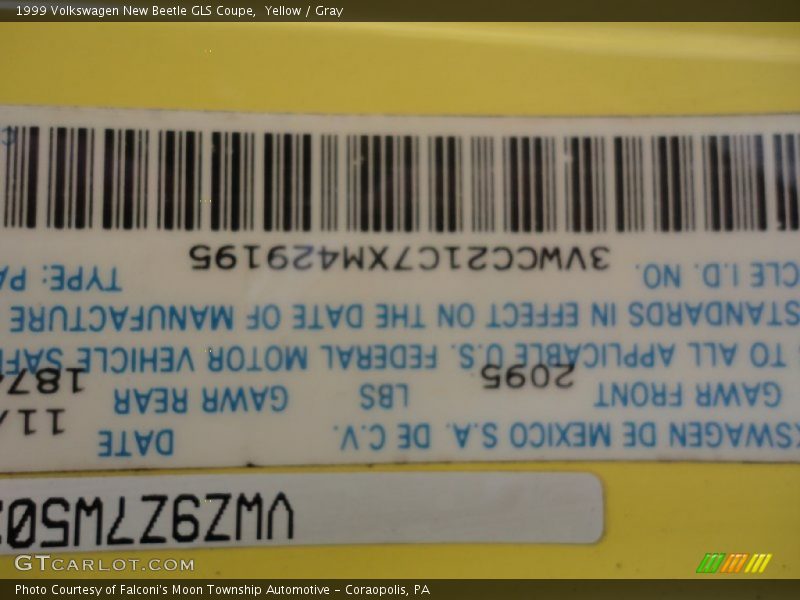 Yellow / Gray 1999 Volkswagen New Beetle GLS Coupe