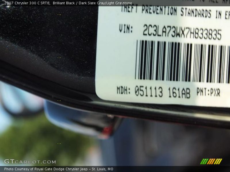 Brilliant Black / Dark Slate Gray/Light Graystone 2007 Chrysler 300 C SRT8