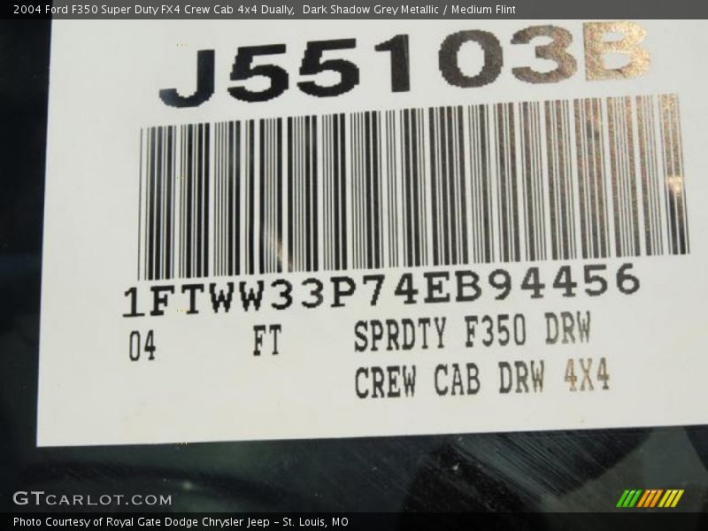 Dark Shadow Grey Metallic / Medium Flint 2004 Ford F350 Super Duty FX4 Crew Cab 4x4 Dually