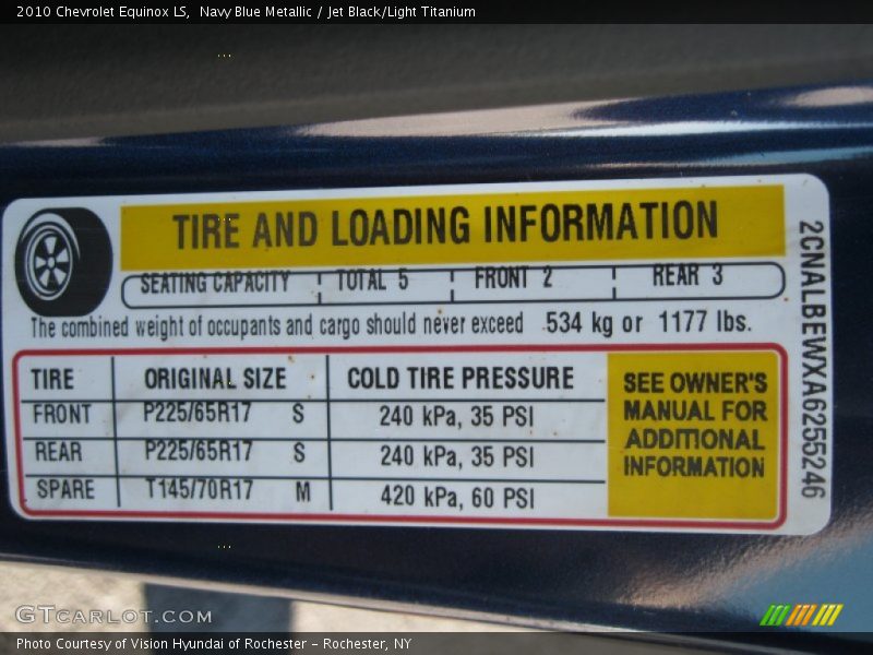 Navy Blue Metallic / Jet Black/Light Titanium 2010 Chevrolet Equinox LS