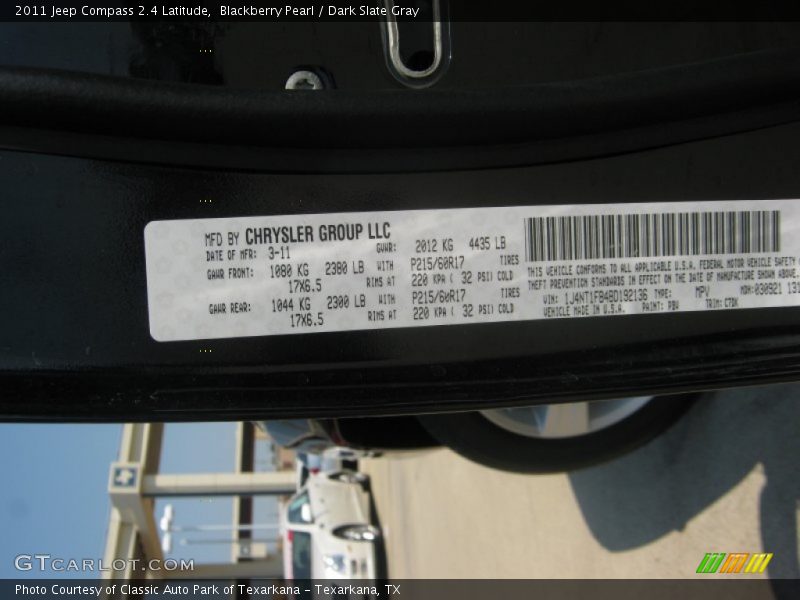 Blackberry Pearl / Dark Slate Gray 2011 Jeep Compass 2.4 Latitude