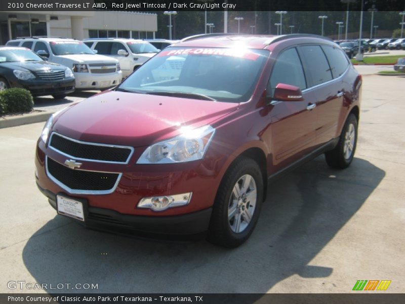 Red Jewel Tintcoat / Dark Gray/Light Gray 2010 Chevrolet Traverse LT AWD