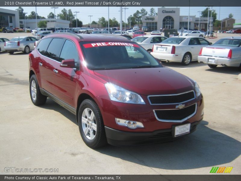 Red Jewel Tintcoat / Dark Gray/Light Gray 2010 Chevrolet Traverse LT AWD