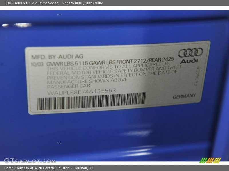 Nogaro Blue / Black/Blue 2004 Audi S4 4.2 quattro Sedan