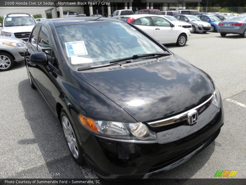 Nighthawk Black Pearl / Gray 2008 Honda Civic LX Sedan