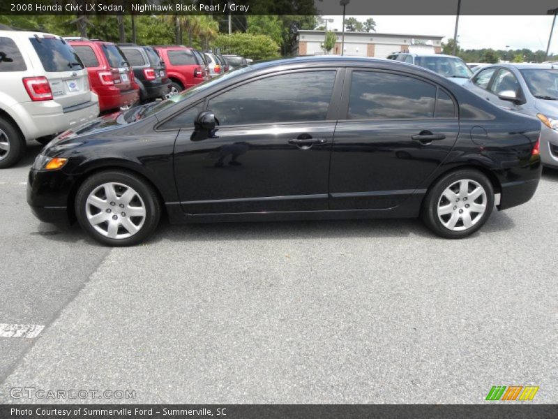 Nighthawk Black Pearl / Gray 2008 Honda Civic LX Sedan