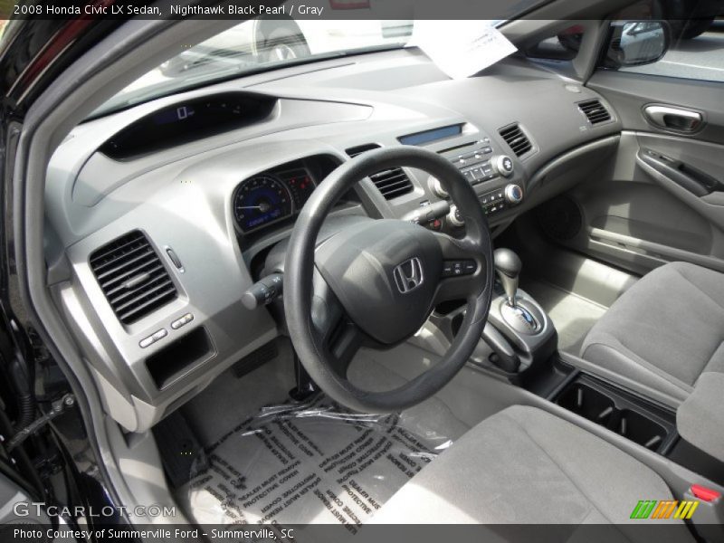 Nighthawk Black Pearl / Gray 2008 Honda Civic LX Sedan
