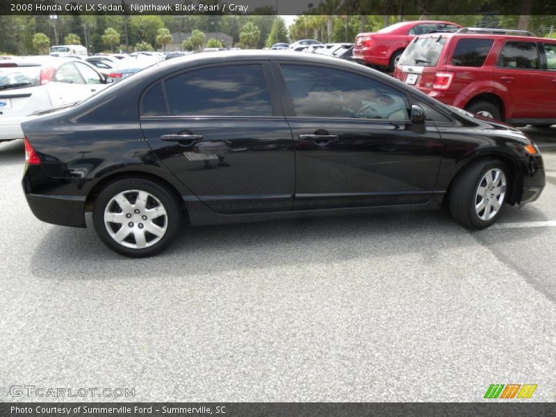 Nighthawk Black Pearl / Gray 2008 Honda Civic LX Sedan