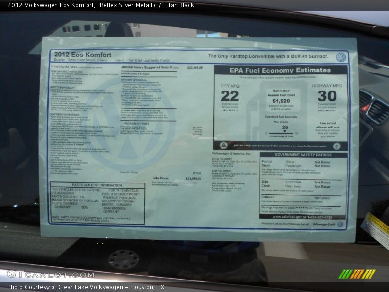 Reflex Silver Metallic / Titan Black 2012 Volkswagen Eos Komfort