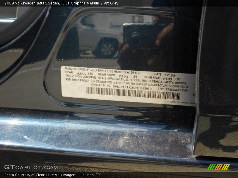 Blue Graphite Metallic / Art Grey 2009 Volkswagen Jetta S Sedan