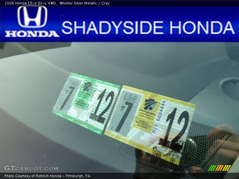 Whistler Silver Metallic / Gray 2008 Honda CR-V EX-L 4WD