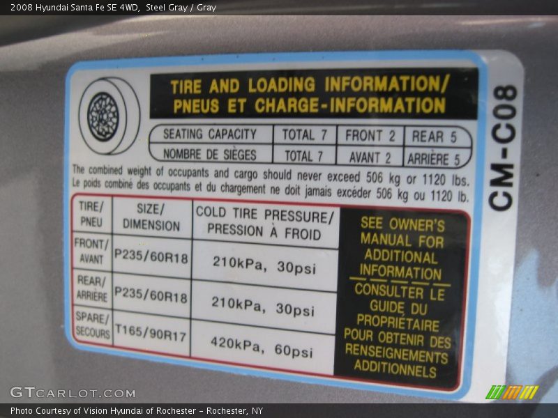 Steel Gray / Gray 2008 Hyundai Santa Fe SE 4WD