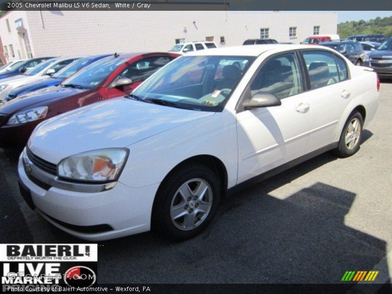 White / Gray 2005 Chevrolet Malibu LS V6 Sedan