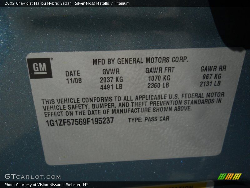 Silver Moss Metallic / Titanium 2009 Chevrolet Malibu Hybrid Sedan