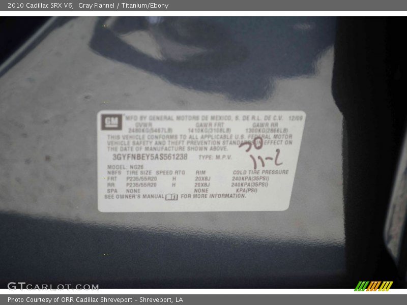 Gray Flannel / Titanium/Ebony 2010 Cadillac SRX V6