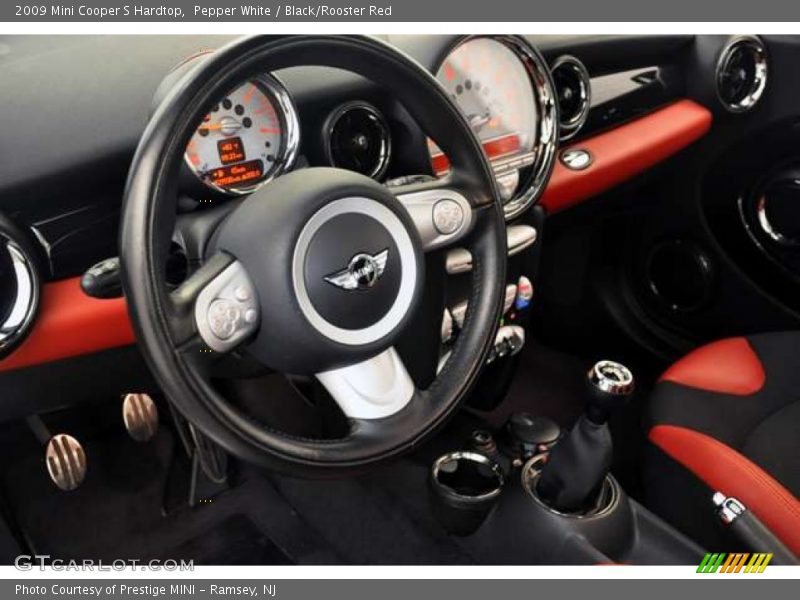 Pepper White / Black/Rooster Red 2009 Mini Cooper S Hardtop